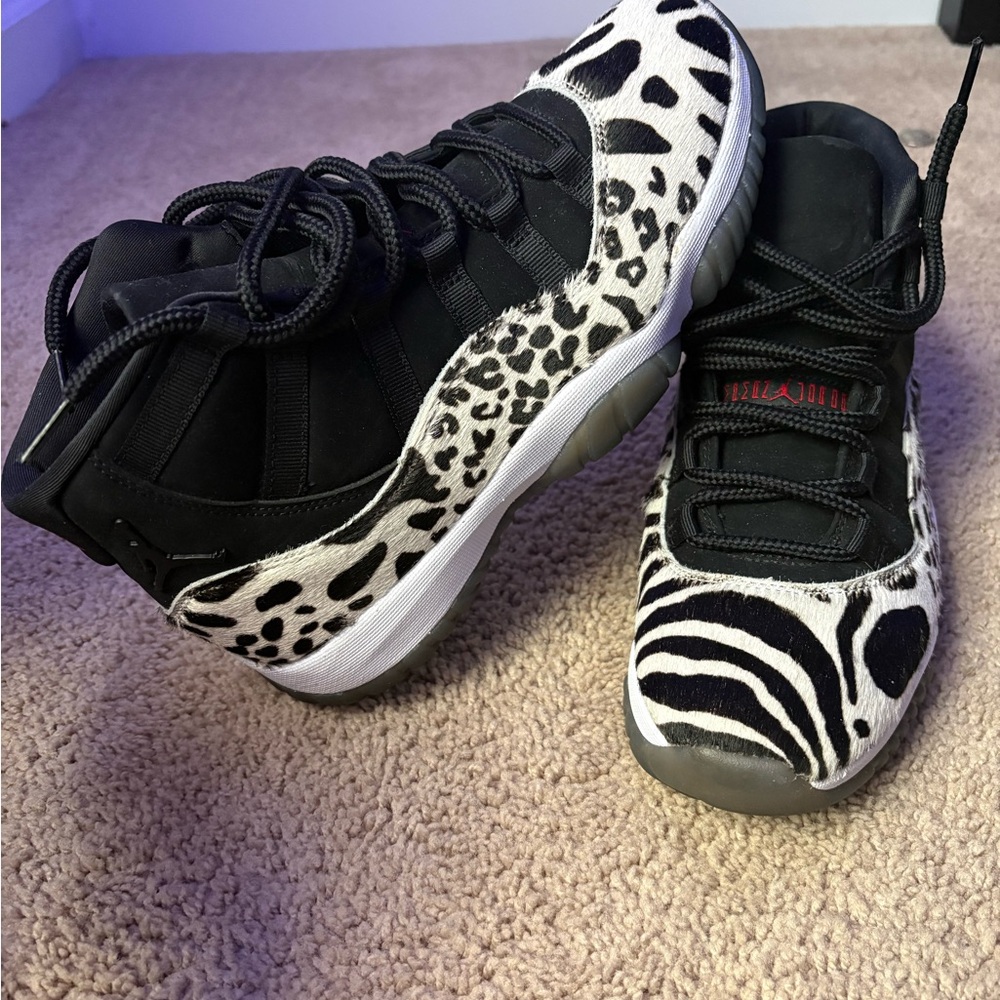 Jordan Black and White Animal Print Sneakers